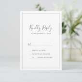 Minimalistische Silver Simple RSVP-Karte RSVP Karte (Stehend Vorderseite)