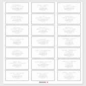Minimalistische Silver Typografy Guest Address Lab Aufkleber (Blatt)