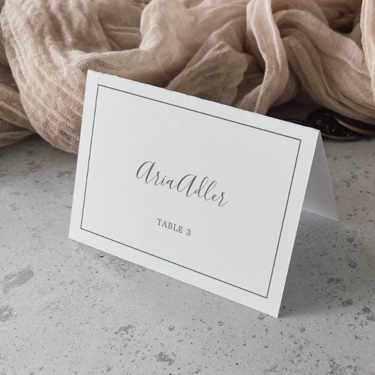 Minimalistische Silver Wedding-Platzkarten Tischnummer