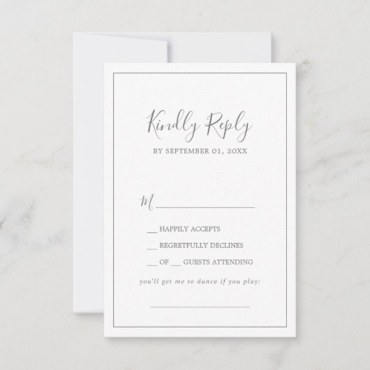 Minimalistische Silver Wedding Song Request RSVP C Karte (Vorderseite)