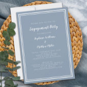 Minimalistische Simple Dusty Blue Engagement Party Einladung
