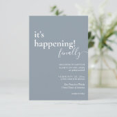 Minimalistische Simple Dusty Blue Foto Wedding Einladung (Stehend Vorderseite)