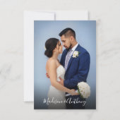 Minimalistische Simple Dusty Blue Foto Wedding Einladung (Rückseite)