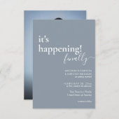 Minimalistische Simple Dusty Blue Foto Wedding Einladung (Vorne/Hinten)