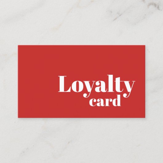 Minimalistische Simple Red White Bold Loyalty Card Treuekarte (Vorderseite)