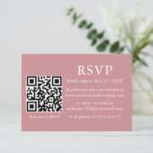 Minimalistische Simple Wedding Dusty Rose QR UAWG Karte (Stehend Vorderseite)