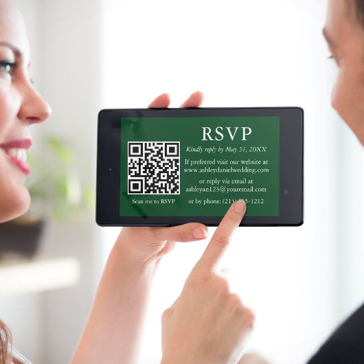 Minimalistische simple Wedding Green QR-UAWG Karte