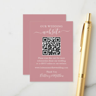 Minimalistische Simple Wedding Website QR Dusty Ro Begleitkarte