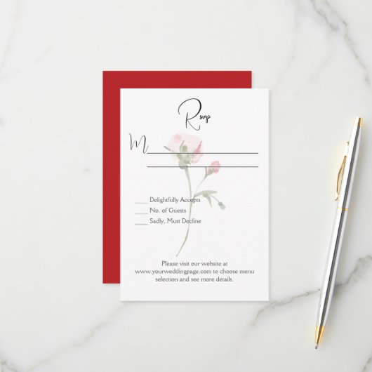 Minimalistische Single Stechfloralkarte RSVP Karte (Vorderseite/Rückseite Beispiel)