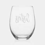 Minimalistische Sisters Script Letters Individuell Weinglas Ohne Stiel (Rückseite)