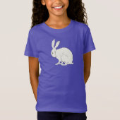 Minimalistische Sitzen Weiße Kaninchen schwarze Ko T-Shirt (Vorderseite)