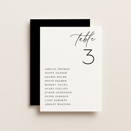 Minimalistische Sitzkarte für Hochzeitstische Einladung