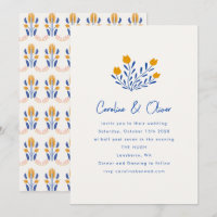 Minimalistische Skandi Folk Blues Gelbe Hochzeit