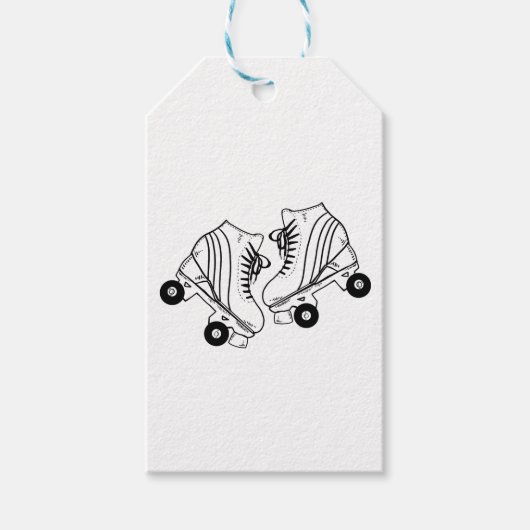 Minimalistische Skate mit schwarzen und weißen Rol Geschenkanhänger (Vorderseite)