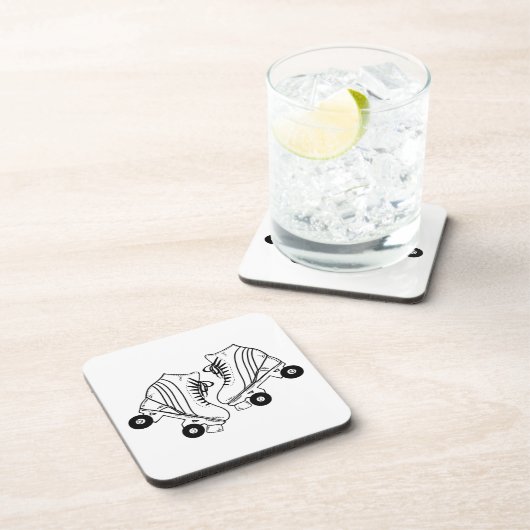 Minimalistische Skate mit schwarzen und weißen Rol Getränkeuntersetzer (Rechte Seite)