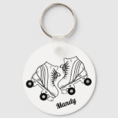 Minimalistische Skate mit schwarzen und weißen Rol Schlüsselanhänger (Vorderseite)