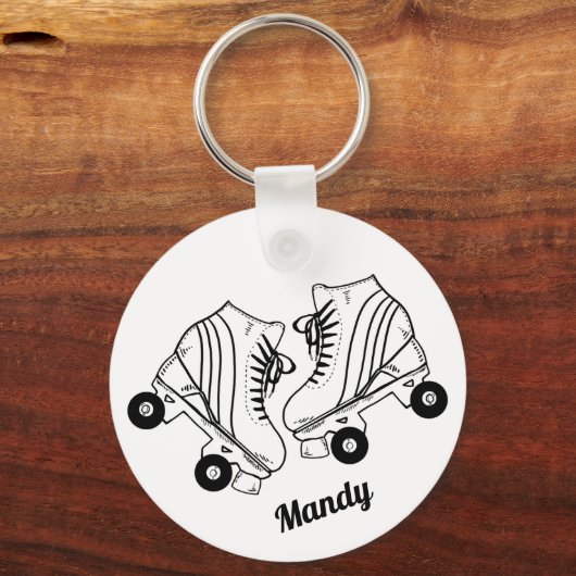 Minimalistische Skate mit schwarzen und weißen Rol Schlüsselanhänger (Vorderseite)