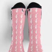 Minimalistische Skifahrer Wintermuster Rosa Weiß Socken (Oben)
