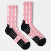 Minimalistische Skifahrer Wintermuster Rosa Weiß Socken (Rechts)