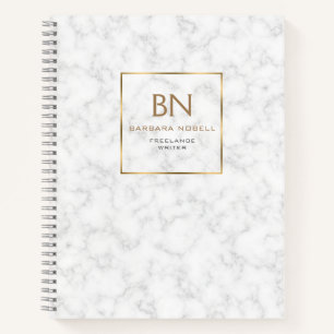 Minimalistische Skizze aus weißem Marmor Notizblock