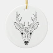 Minimalistische Skizze mit Hirschkopf Keramik Ornament (Vorne)