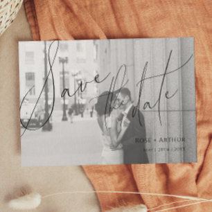 Minimalistische Skript Flach Save-the-Date Karte