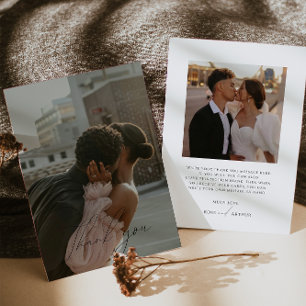 Minimalistische Skript-Flachfoto-Dankeskarte Einladung