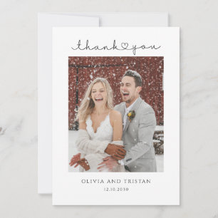 Minimalistische Skript-Herz-Foto-Hochzeit Danke