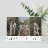 Minimalistische Skript-Hochzeitsfoto horizontal Save The Date (Stehend Vorderseite)