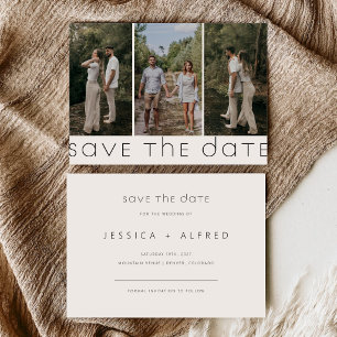 Minimalistische Skript-Hochzeitsfoto horizontal Save The Date
