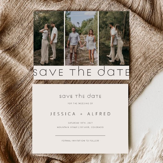 Minimalistische Skript-Hochzeitsfoto horizontal Save The Date