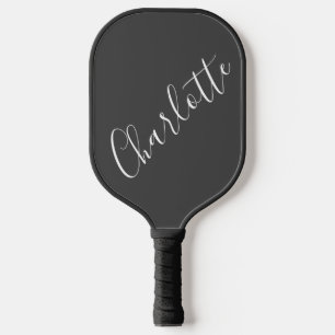 Minimalistische Skript-Typografie Name Schwarz und Pickleball Schläger
