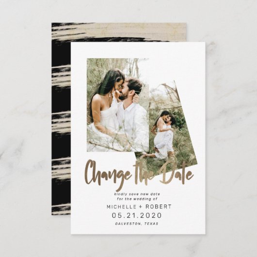 Minimalistische Skript zwei Foto ändern Datum Einladung (Vorne/Hinten)