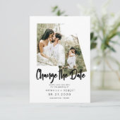 Minimalistische Skript zwei Foto ändern Datum Einladung (Stehend Vorderseite)