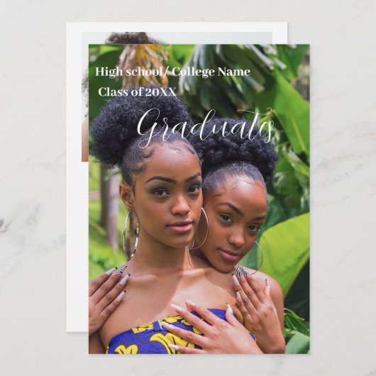 Minimalistische Skriptdoppelter Graduierungspartei Einladung (Vorne/Hinten)