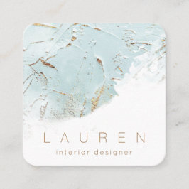 Minimalistische Skripte strukturiert blaue Gold Bu Quadratische Visitenkarte