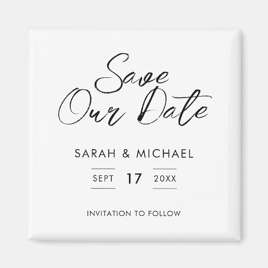 Minimalistische Skripteinblendung Datum speichern Magnet (Vorne)