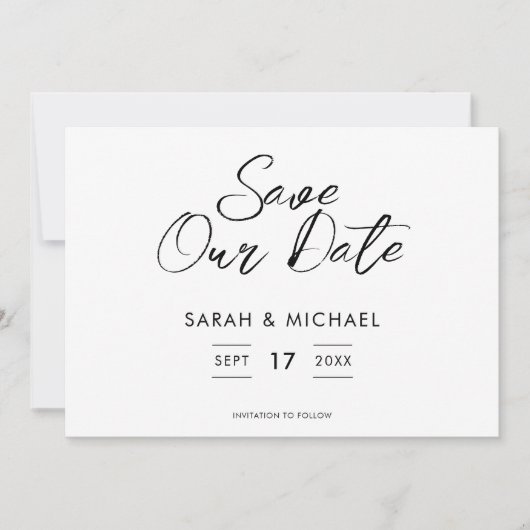 Minimalistische Skripteinblendung Datum speichern Save The Date (Vorderseite)