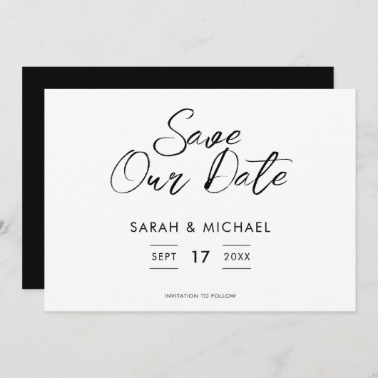 Minimalistische Skripteinblendung Datum speichern Save The Date (Vorne/Hinten)
