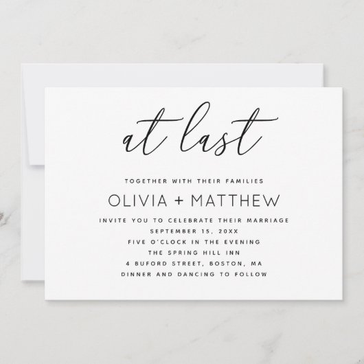 Minimalistische Skripteinsätze mit QR-Code | Endli Einladung (Vorderseite)