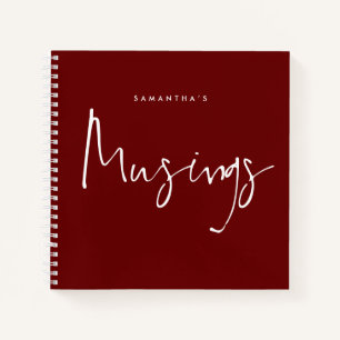 Minimalistische Skriptfiguren Name Burgundy Notizblock