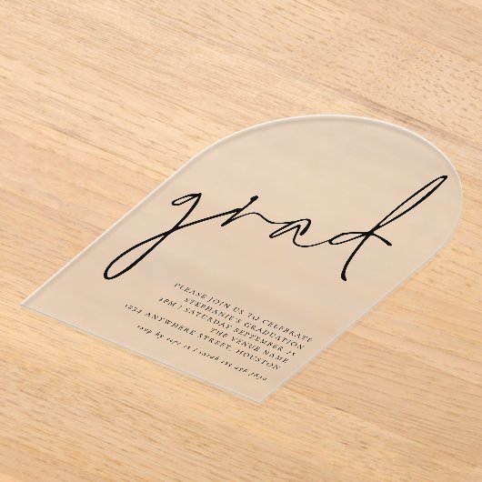 Minimalistische Skriptgrad-Graduierungspartei Acryleinladungen (Ablage )