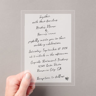 Minimalistische Skripthandschrift Schriftliche Typ Acryleinladungen