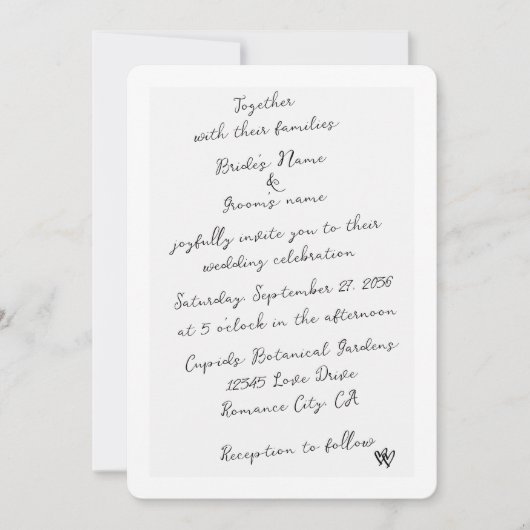 Minimalistische Skripthandschrift Schriftliche Typ Einladung (Vorderseite)