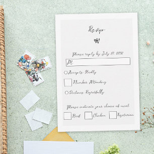 Minimalistische Skripthandschrift Schriftliche Typ RSVP Karte