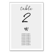 Minimalistische Skripthandschrift Schriftliche Typ Tischnummer (Rückseite)