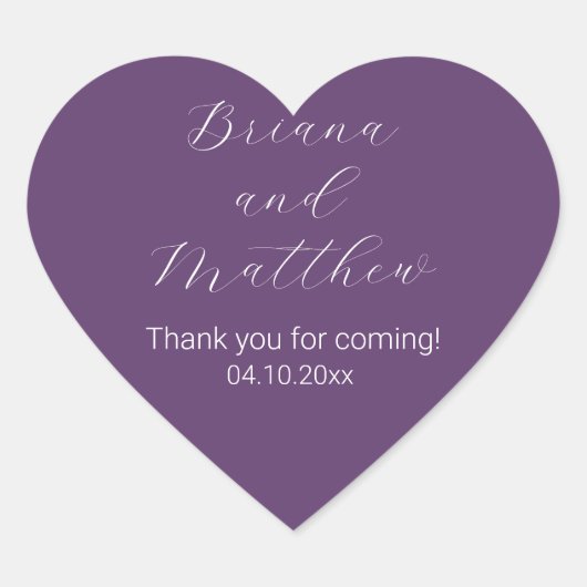 Minimalistische Skriptkalligrafie Lila Favoriten Herz-Aufkleber (Vorderseite)