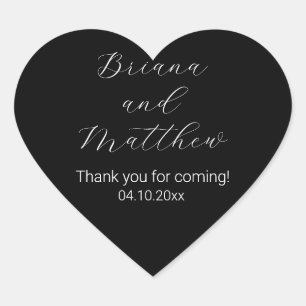 Minimalistische Skriptkalligrafie Schwarz-weiße Fa Herz-Aufkleber