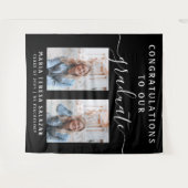 Minimalistische Skriptkalligrafie Zwei Foto Abschl Wandteppich (Vorderseite (Horizontal))