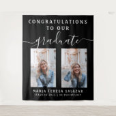 Minimalistische Skriptkalligrafie Zwei Foto Abschl Wandteppich (Vorderseite)